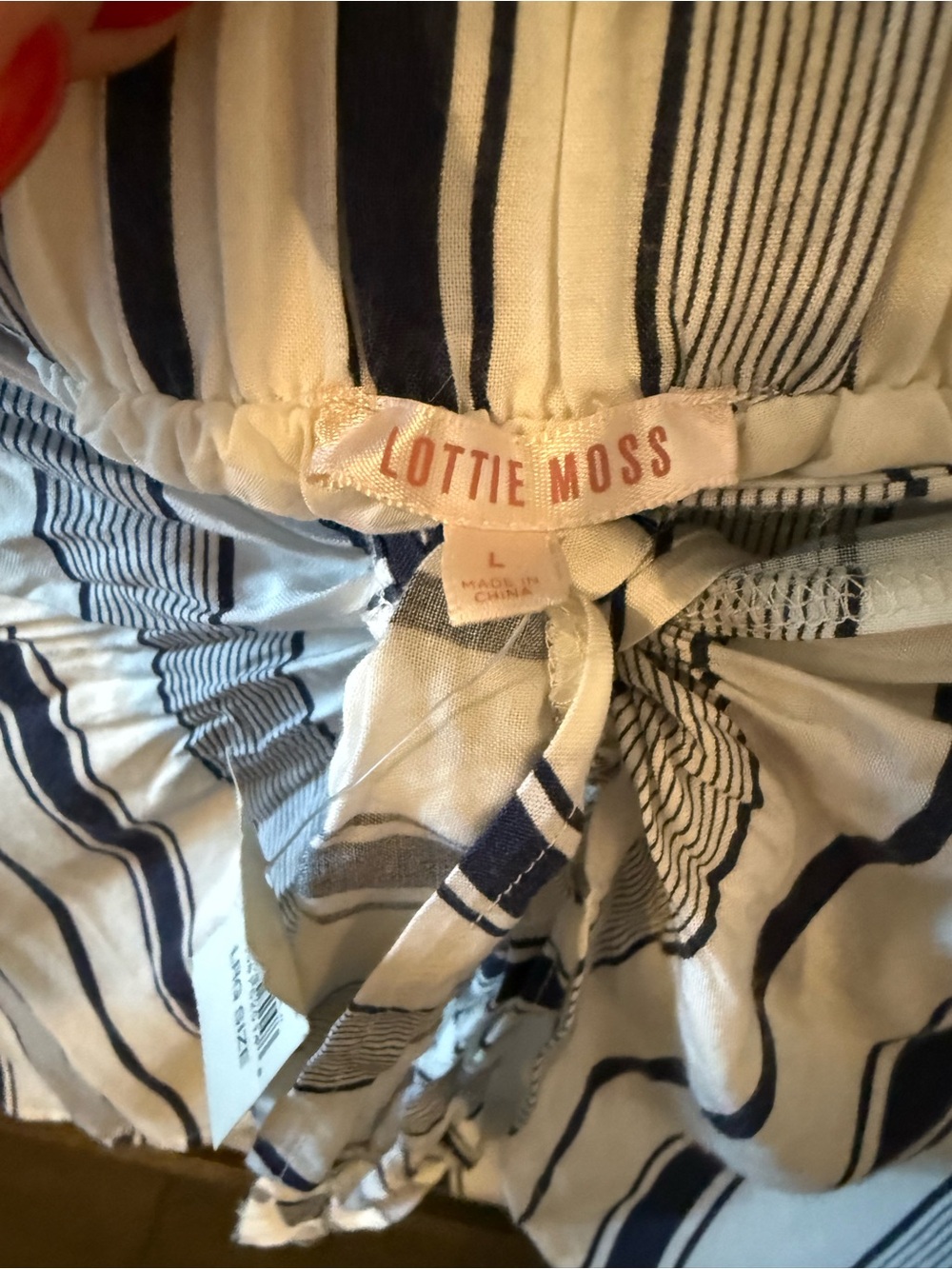 PacSun White and Navy Vertical Stripe Mini Skirt with Front Tie - Picture 4 of 6
